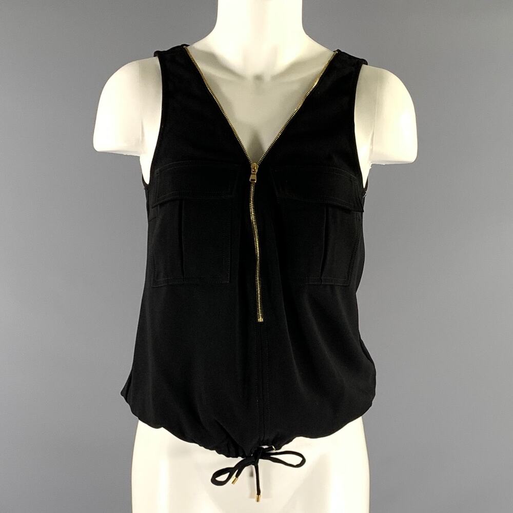 TRINA TURK Size XS Black Gold Polyester Sleeveless Casual Top